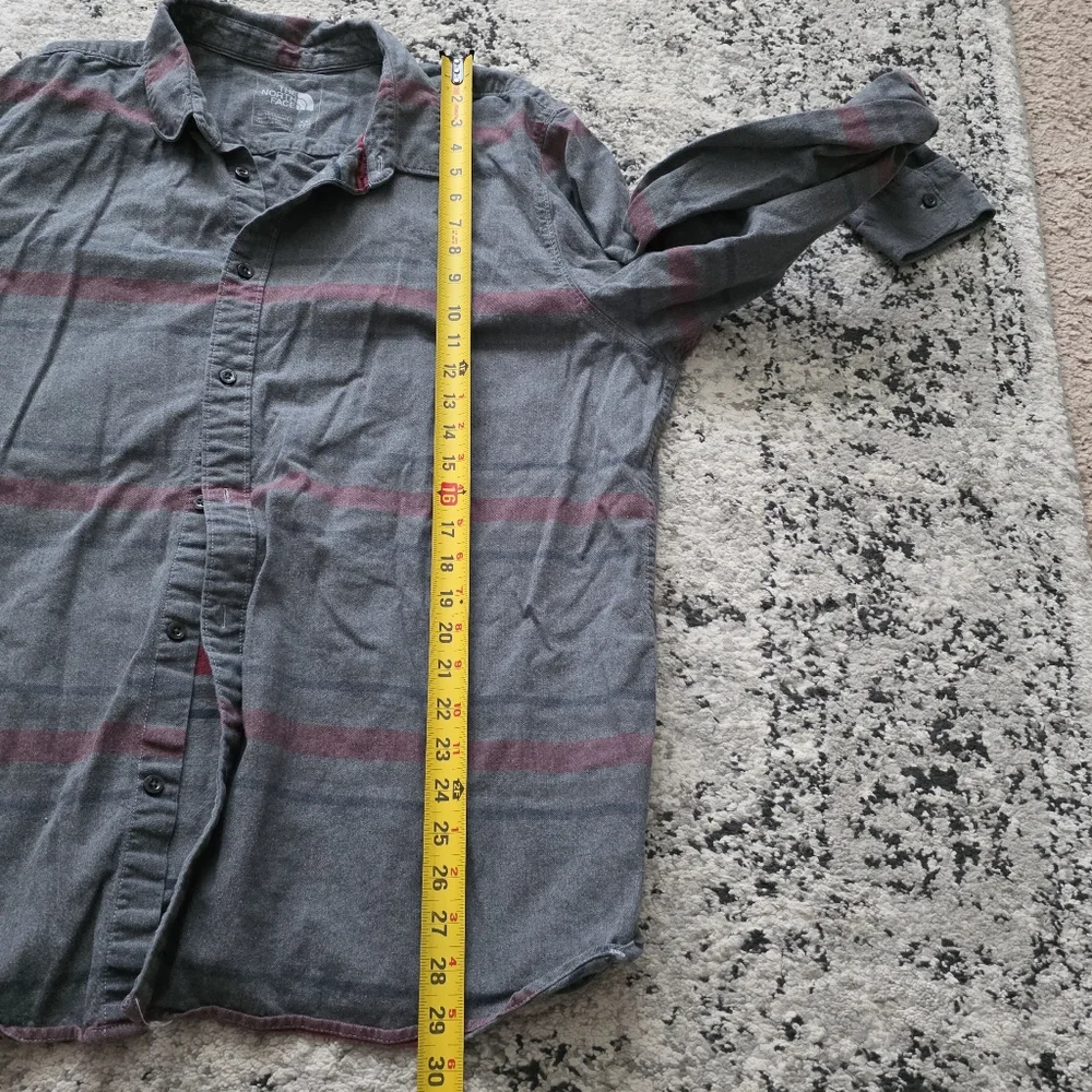 The North Face Plaid Button Up Flannel Cotton Shirt Mens XXL Gray Red - Picture 7 of 8